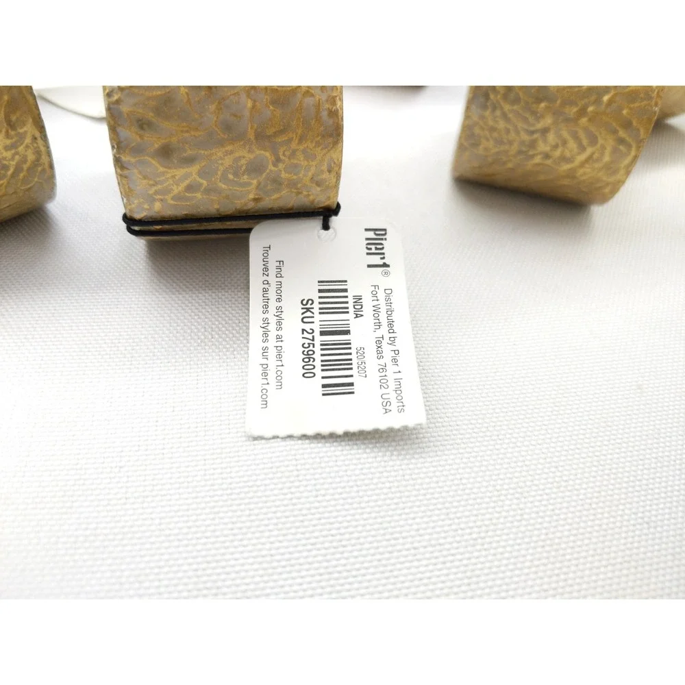 Pier 1 Napkin Rings Gold Crackle Metallic Marbleized Set of 8 2759600